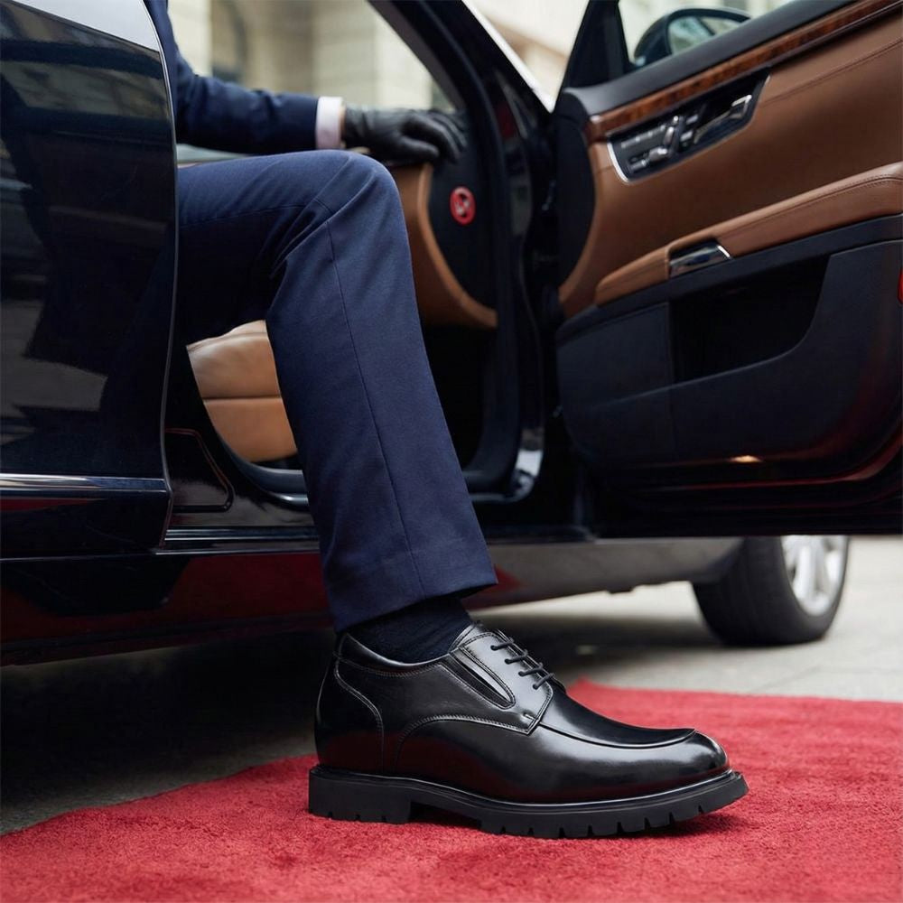 Mr. Charlie Black 8cm | Handcrafted Executive Leather Shoes (3.2")