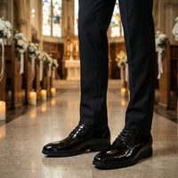 Mr. Orwell Patent Black 10cm | Patent Height-Boosting Formal Shoes (4")