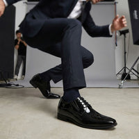 Mr. Parkinson Patent Black 8cm | Patent Formal Elevator Shoes (3.2")