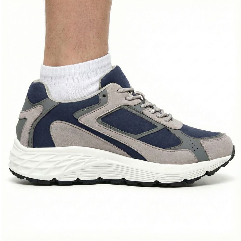Mr. Williams Grey/Blue 7cm | Vegan Elevator Sneakers (2.8")