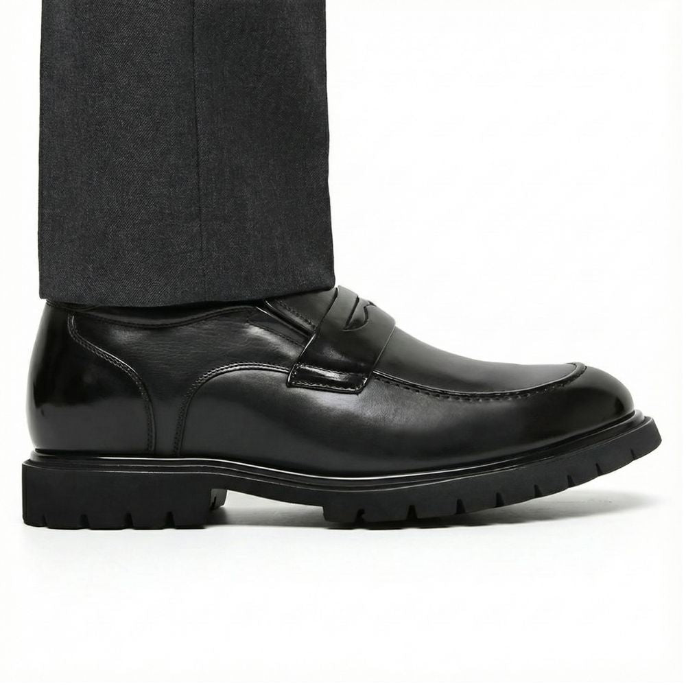 Mr. Ysaye Black 8cm | Premium Leather Slip-Ons (3.2")