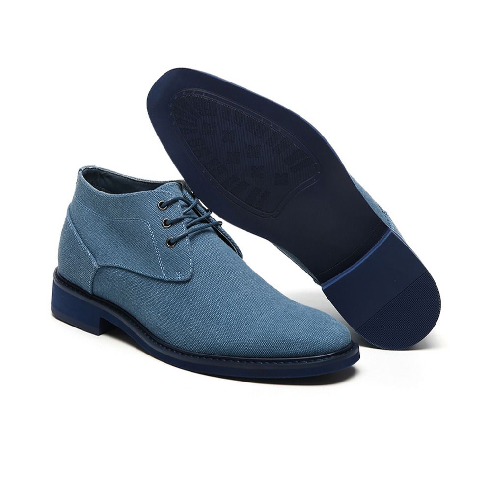 7cm Instant height increasing blue boots for men