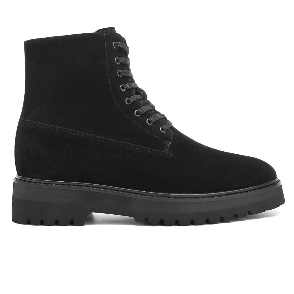 Mr. Moses 11cm | 4.33 inches Tallest Black Suede Elevator Boots