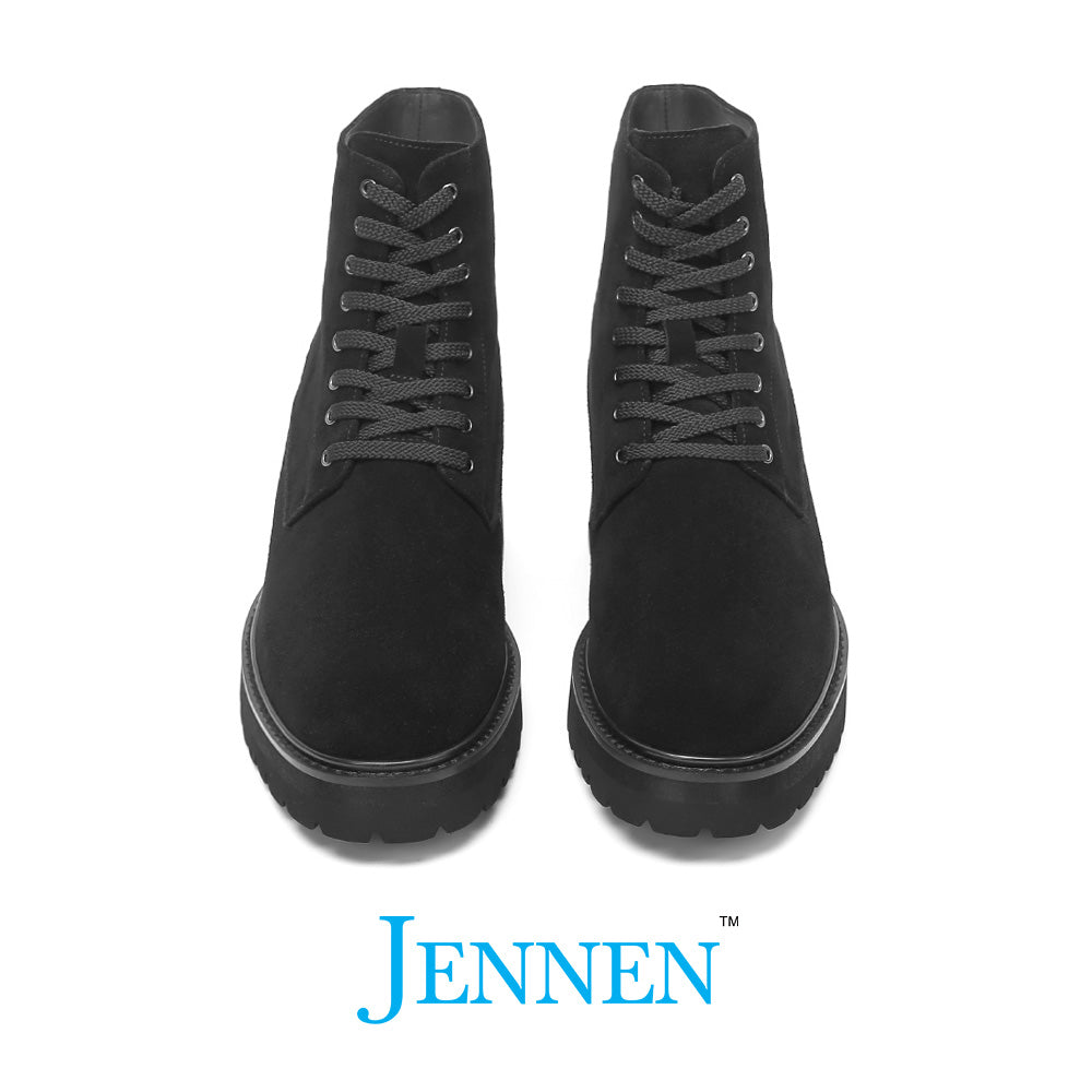 Mr. Moses 11cm | 4.33 inches Tallest Black Suede Elevator Boots