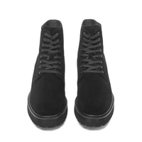 Australian-designed black suede elevator boots for men with style and 11cm lift