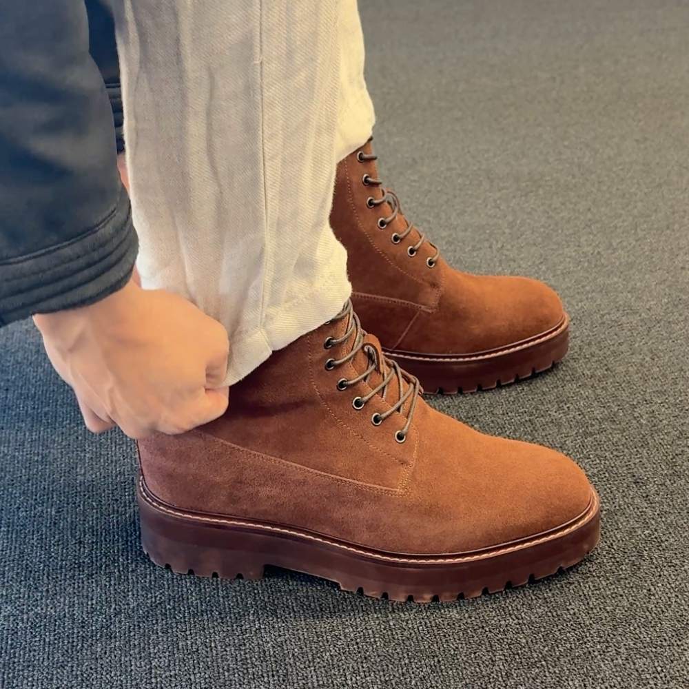 Mr. Moses 11cm | 4.33 inches Tallest Brown Suede Platform Boots