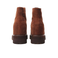 Back view of Mr. Moses brown suede boots showing 4.5 cm visible heel and durable rubber outsole