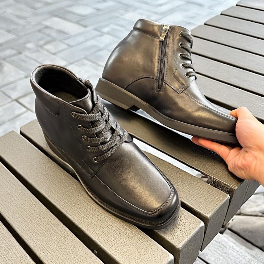 Wide fitting 10cm Casual Lace Up boots with hidden lifts