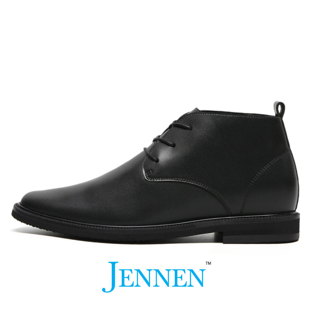 Mr. Basquiat 6cm | 2.4 Inches Black Vegan Elevator Boots | Formal Hidden Heel Shoes for Men