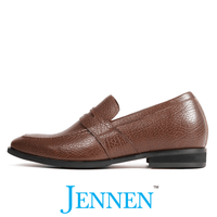 Mr. Deaton 7cm | 2.8 inches Men's Brown Slip-On Leather Shoes