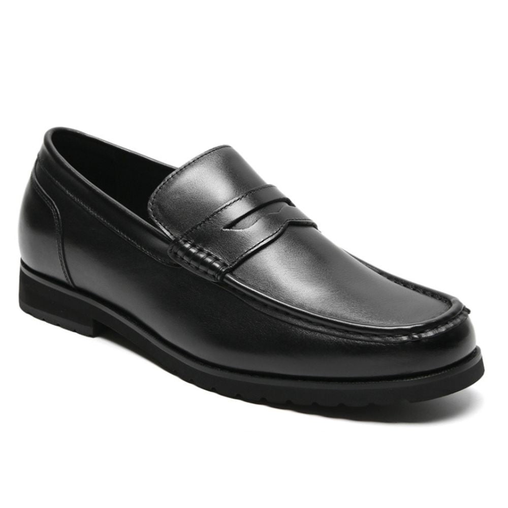 2.4 Inches Height Boost Black leather loafer shoe