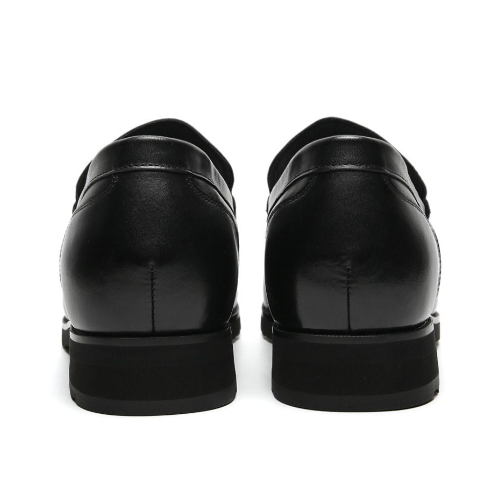 Men's Black leather slip-on shoes with hidden heel
