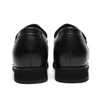Men's Black leather slip-on shoes with hidden heel