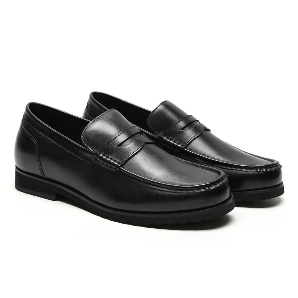6cm taller Mr. Dias Black Formal loafers for men with hidden height