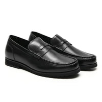 6cm taller Mr. Dias Black Formal loafers for men with hidden height