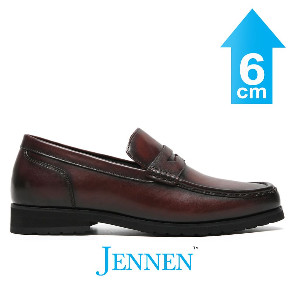Mr. Dias Brown 6cm | 2.4 Inches Brown Penny Loafers  | Elevator Shoes with Hidden Heels for Men