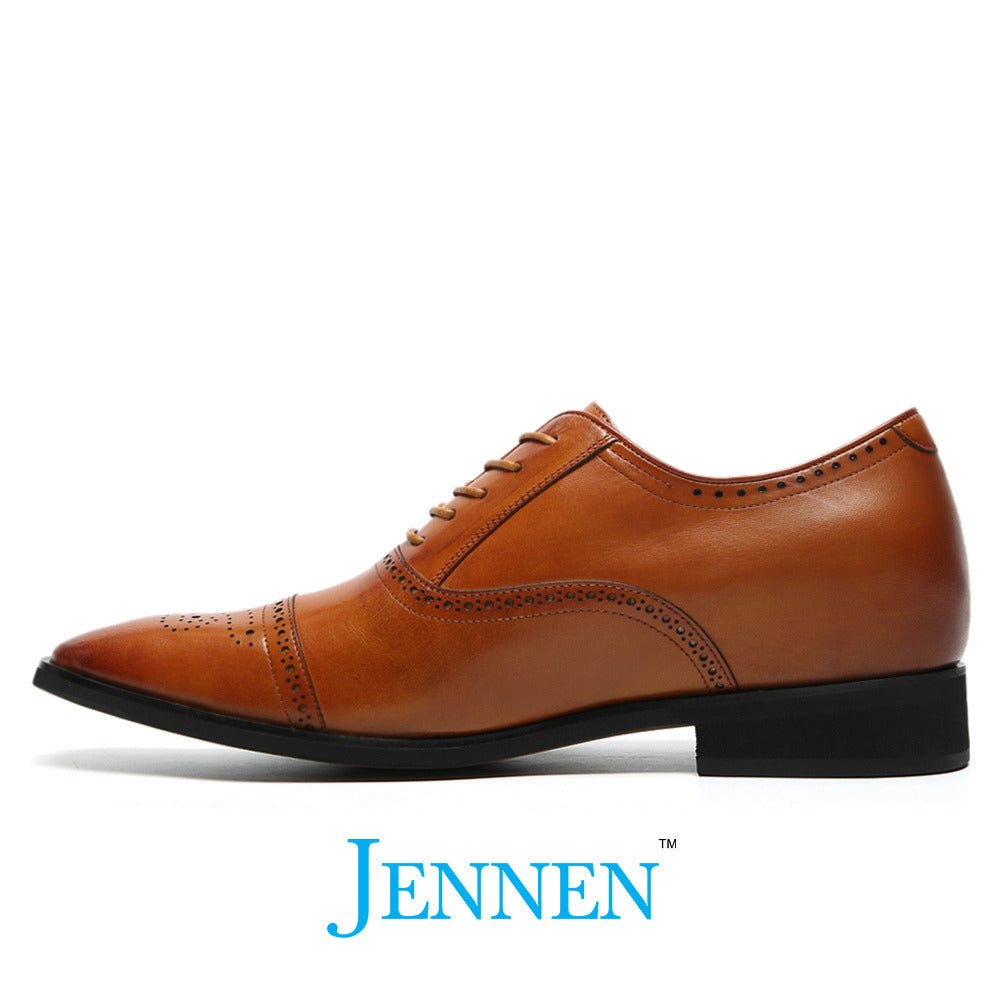 Mr. Dickens 7cm | 2.8 Inches Light Brown Oxford Elevator Shoes | Formal Height Increasing Shoes for Men