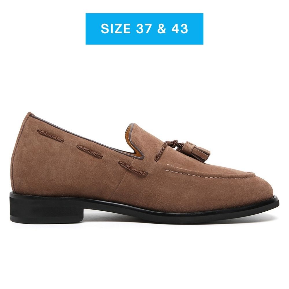 Mr. Ehnes Brown 6cm | Suede Slip-On Dress Shoes (2.4")