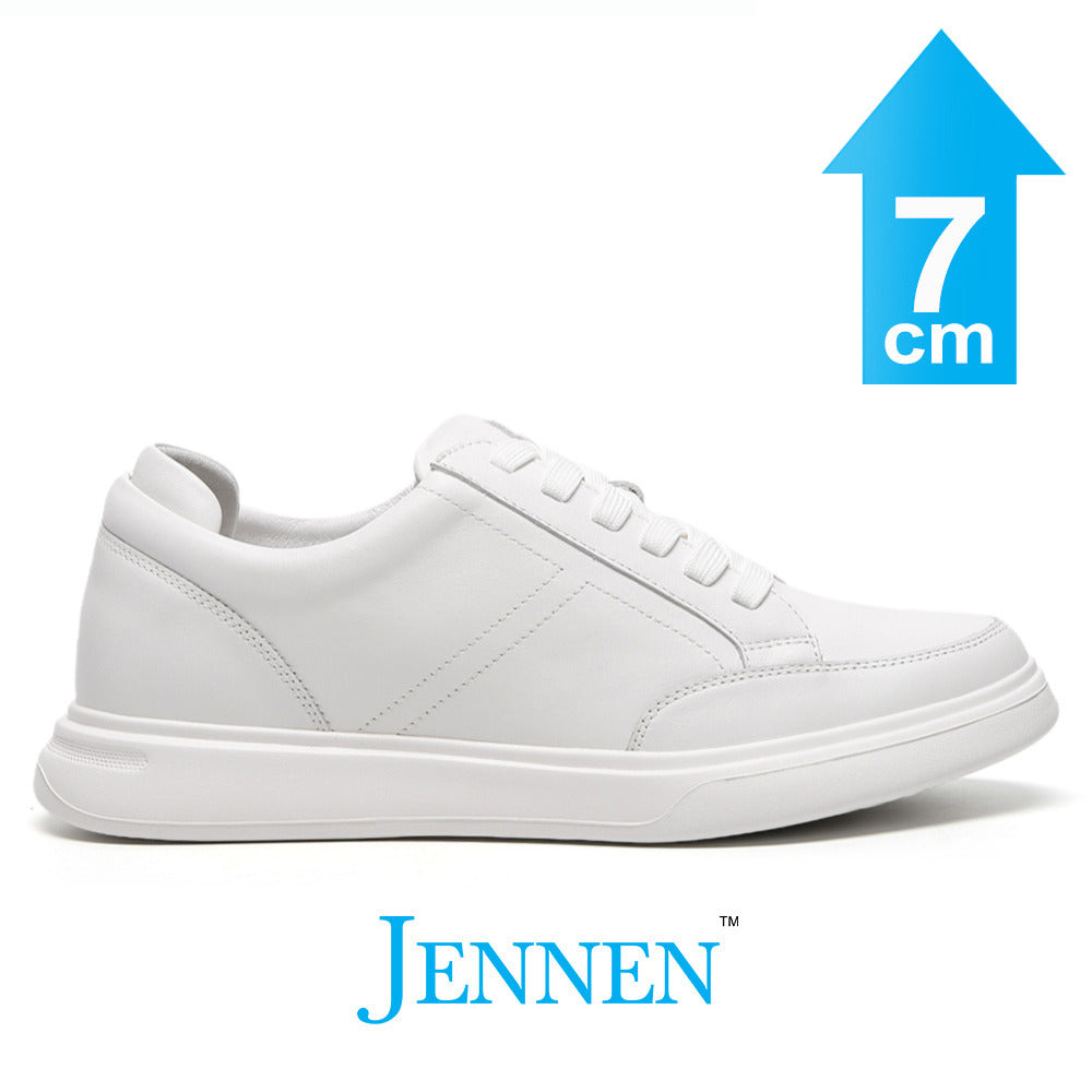 Mr. Federer All White 7cm | 2.8 inches White Elevator Casual Sneakers | Trendy Casual Elevator Shoes for Men