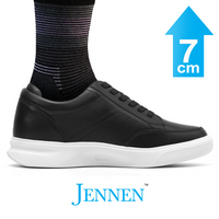 Mr. Federer 7cm | 2.8 inches Timeless Black Elevated Casual Shoes