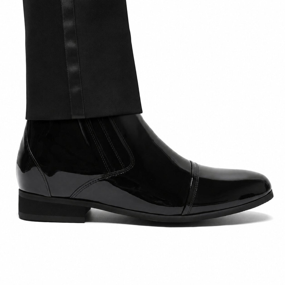Mr. Ferras Black Patent 8cm | Sleek Patent Elevator Dress Shoes (3.2")