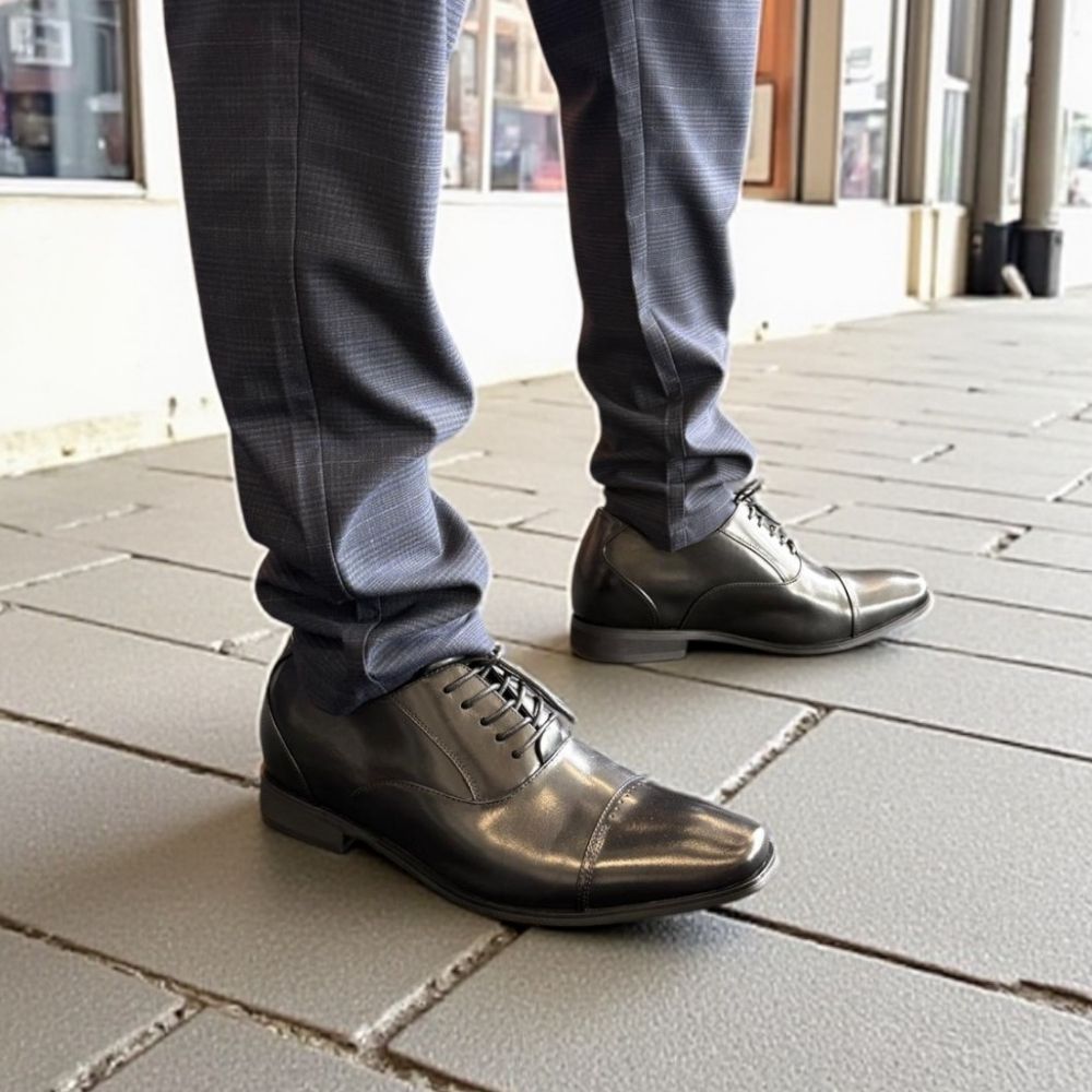7cm Wide Fit Top Selling Instant Tall Black Formal Wedding Elevator Shoes for Men