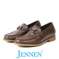 Mr. Gibson 7cm | 2.8 inches Stylish Slip On Brown Leather Elevator Shoes