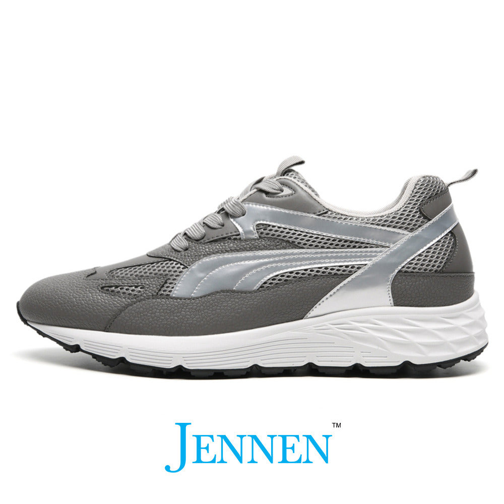 Mr. Gunther 8cm | 3.2 Inches Grey Mesh Elevator Sneakers | Breathable Height Boosting Sport Shoes for Men