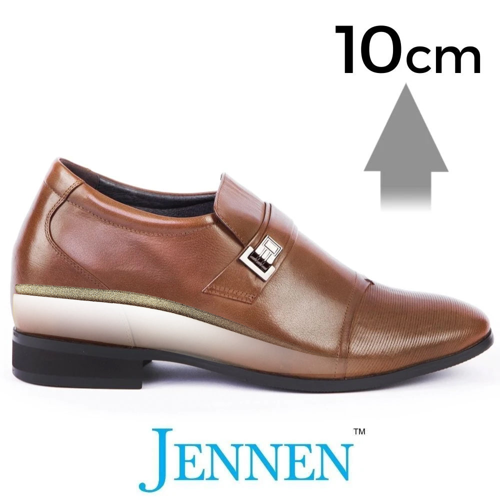 Mr. Janacek Brown | 10cm Taller - Cuban Heel Men's Elevator Shoes