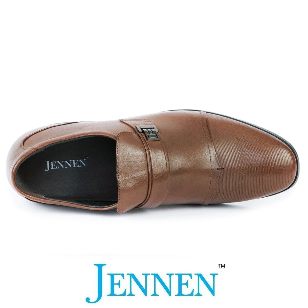 Mr. Janacek Brown | 10cm Taller - Cuban Heel Men's Elevator Shoes