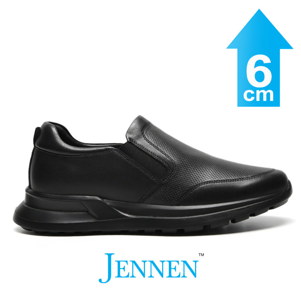 Mr. Ka Ming 6cm | 2.4 Inches Black Slip-On Elevator Shoes | Everyday Hidden Height Shoes