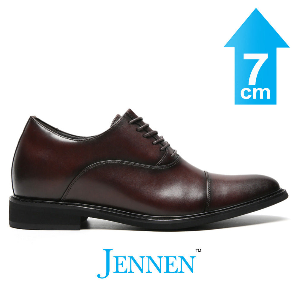 Mr. Mahindri 7cm | 2.8 Inches Dark Brown Oxford Elevator Shoes | Premium Formal Height Boosting Footwear