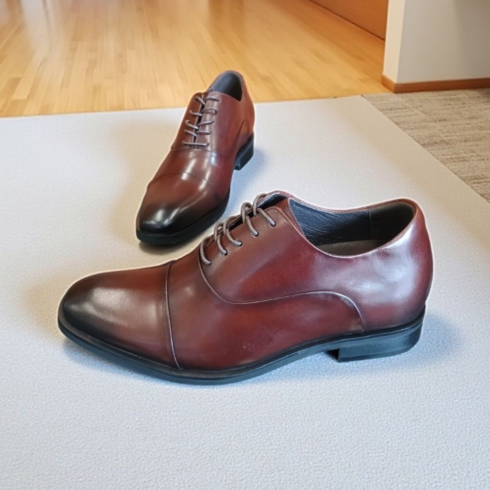 Classic Dark Brown Business Shoes with hidden lifts