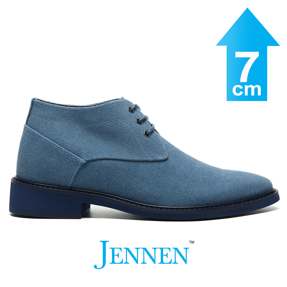 Mr. Marx 7cm | 2.8 Inches Blue Canvas Elevator Boots | Trendy Height Boosting Casual Shoes for Men