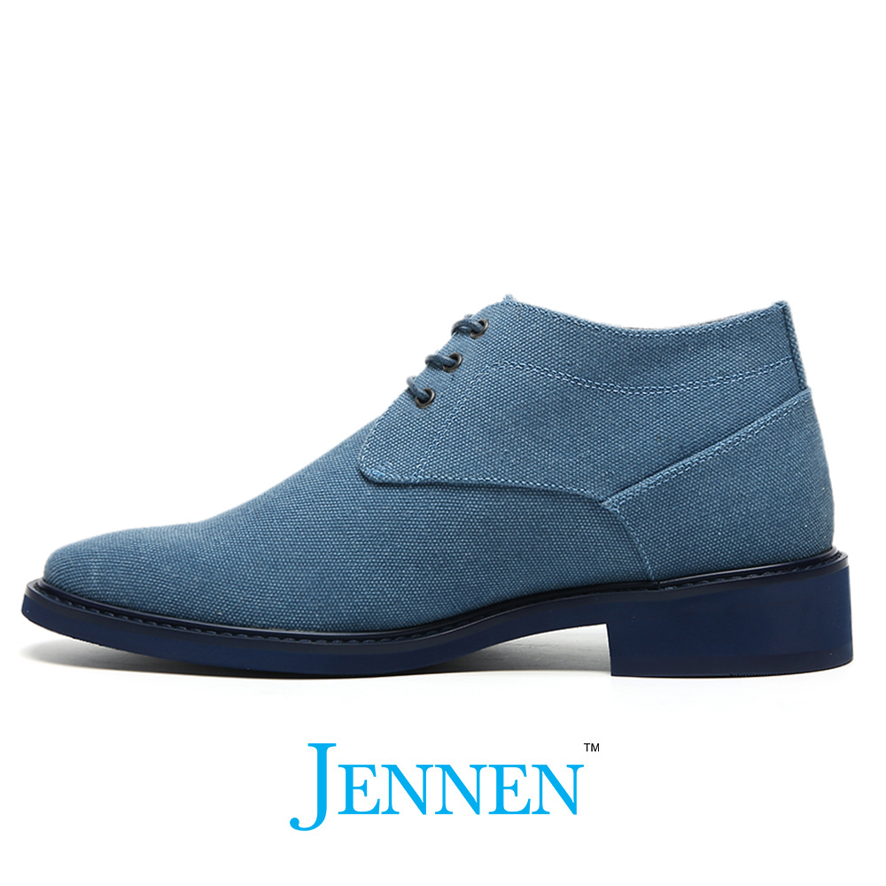 Mr. Marx 7cm | 2.8 Inches Blue Canvas Elevator Boots | Trendy Height Boosting Casual Shoes for Men