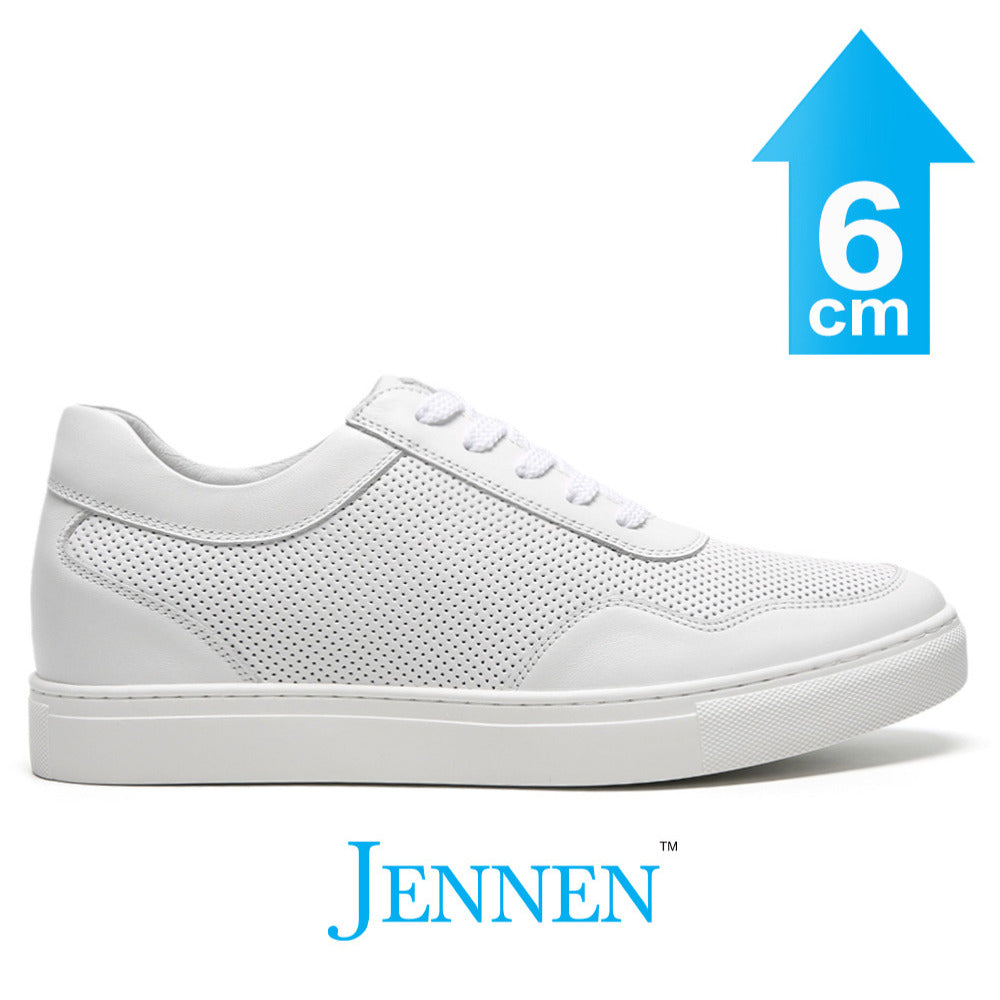 Mr. Nadal All White 6cm | 2.4 inches Taller White Leather Sneakers | Classic Height Boosting Shoes for Men