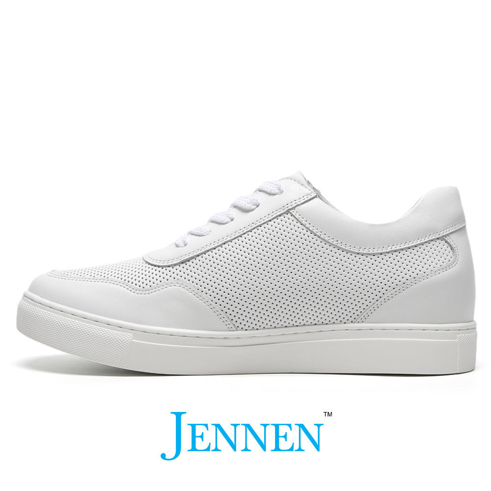 Mr. Nadal All White 6cm | 2.4 inches Taller White Leather Sneakers | Classic Height Boosting Shoes for Men