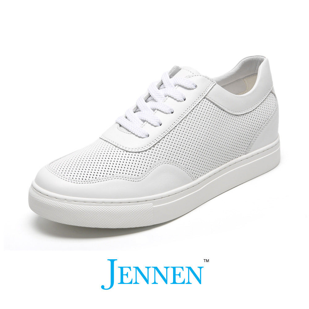Nadal 6cm All White Leather Elevator Sneakers Inches