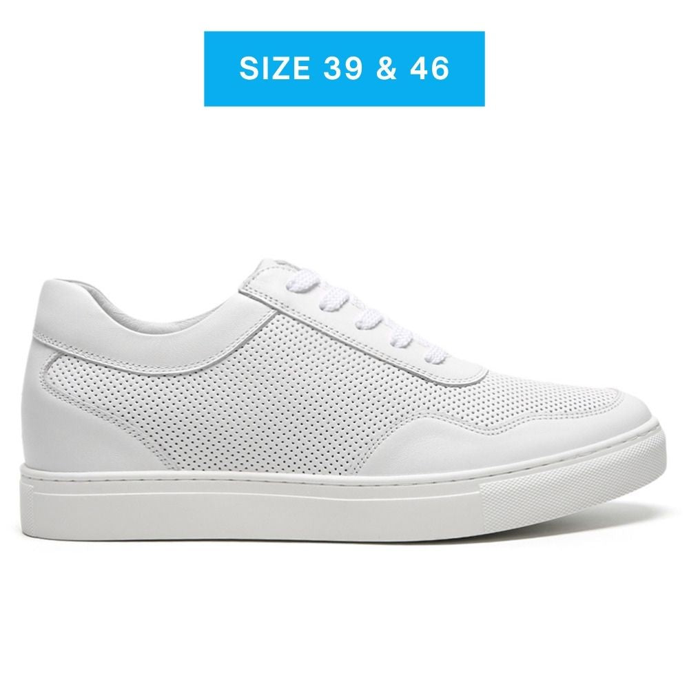 Mr. Nadal white leather height-increasing sneakers for men, discreet 6cm lift with premium cow leather and hidden insole for casual and semi-formal style.