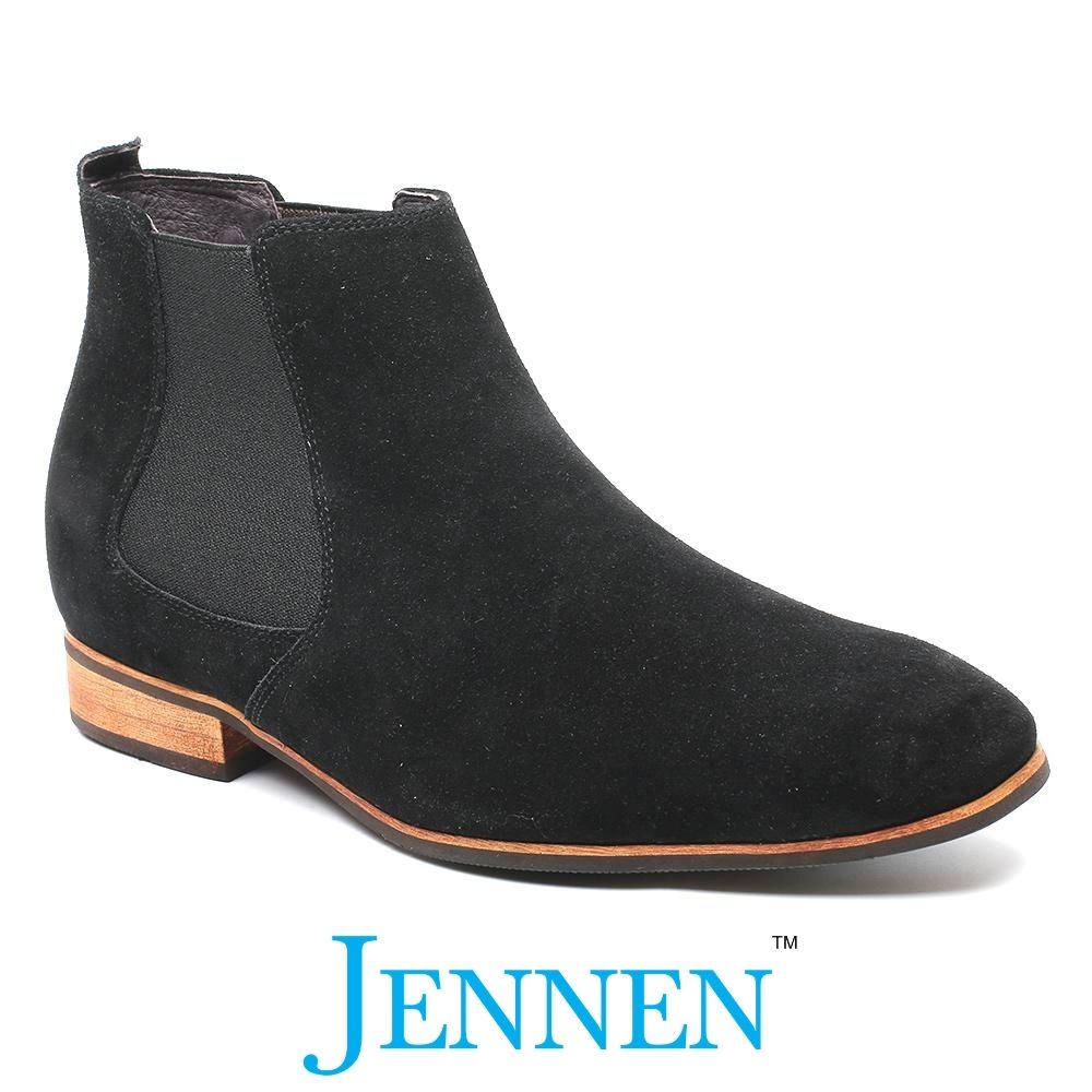 Mr. Norris Black 7cm | 2.8 inches Taller Black Suede Men Elevated Boots