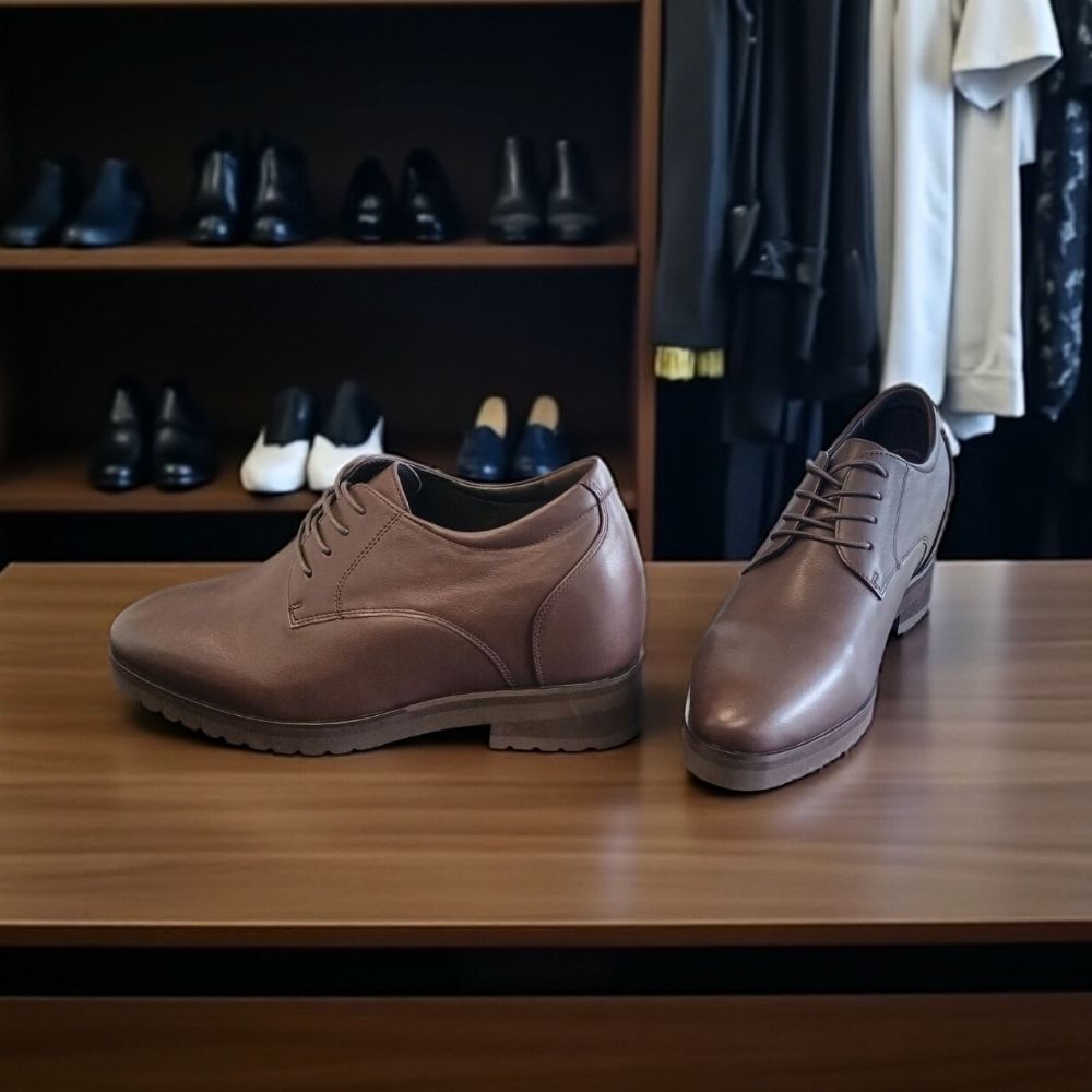 Mr. Orwell 10cm | 4 inches Brown Leather Elevator Dress Shoes for Men