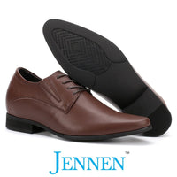 Mr. Parkinson Brown Vegan 8cm | 3.2 Inches Taller Formal Heeled Shoes