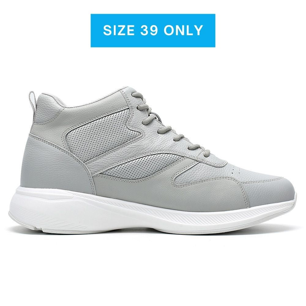 Mr. Pippen 8cm | 3.2 inches Grey Leather High Top Elevator Kicks