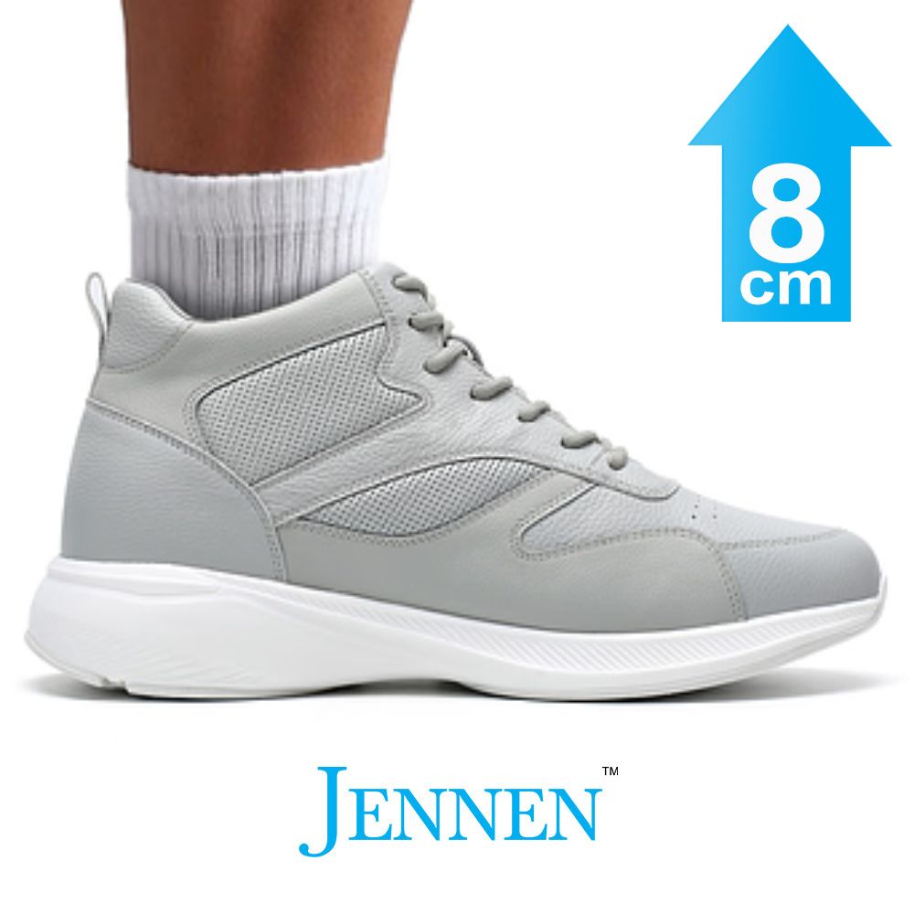 Mr. Pippen 8cm | 3.2 inches Grey Leather High Top Elevator Kicks