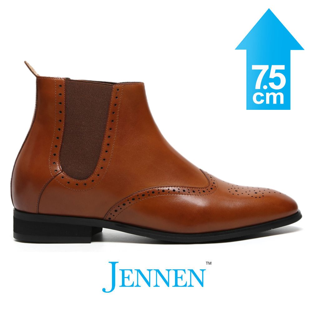 Mr. Shakespeare 7.5cm | 3 Inches Light Brown Chelsea Elevator Boots | Stylish Height Boosting Shoes for Men