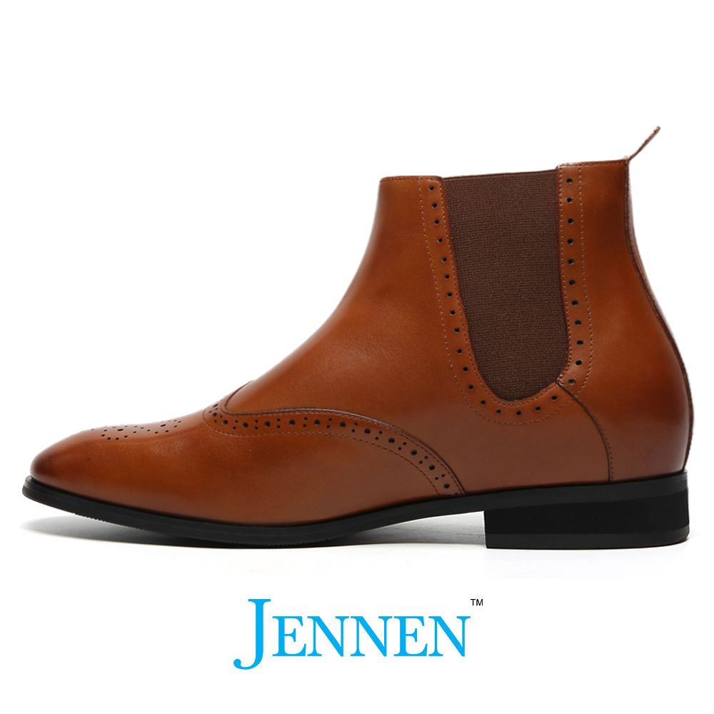 Mr. Shakespeare 7.5cm | 3 Inches Light Brown Chelsea Elevator Boots | Stylish Height Boosting Shoes for Men