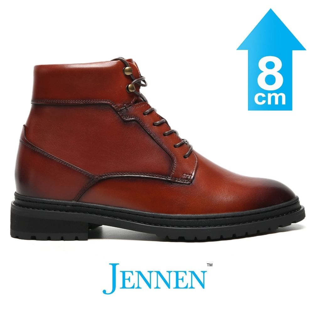 Mr. Sherwin 8cm | 3.2 Inches Dark Brown Elevator Boots | High-Rise Height Increasing Footwear for Men