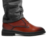 High top leather brown boots with 8cm hidden lifts