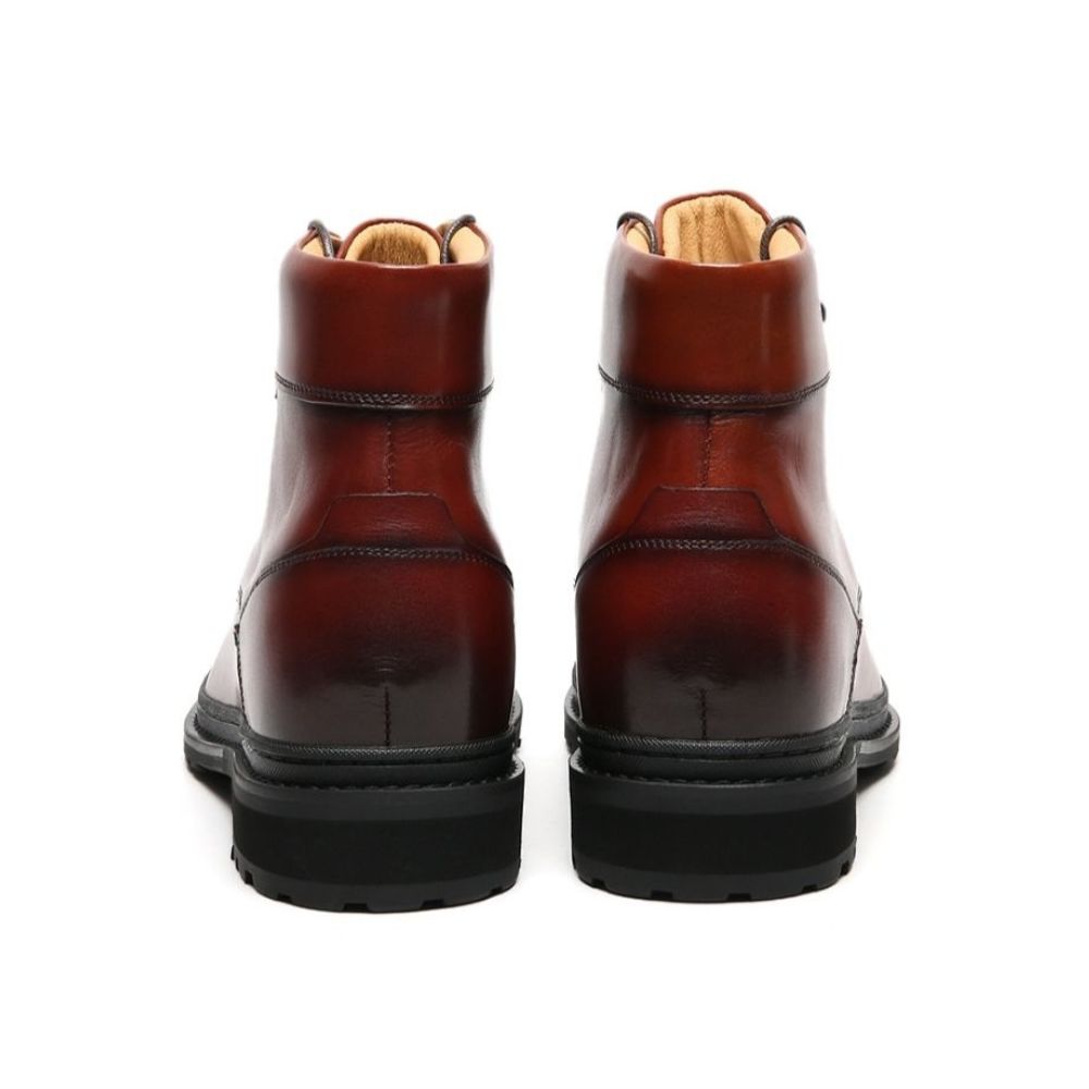 JENNEN Brown leather casual elevator boots for men