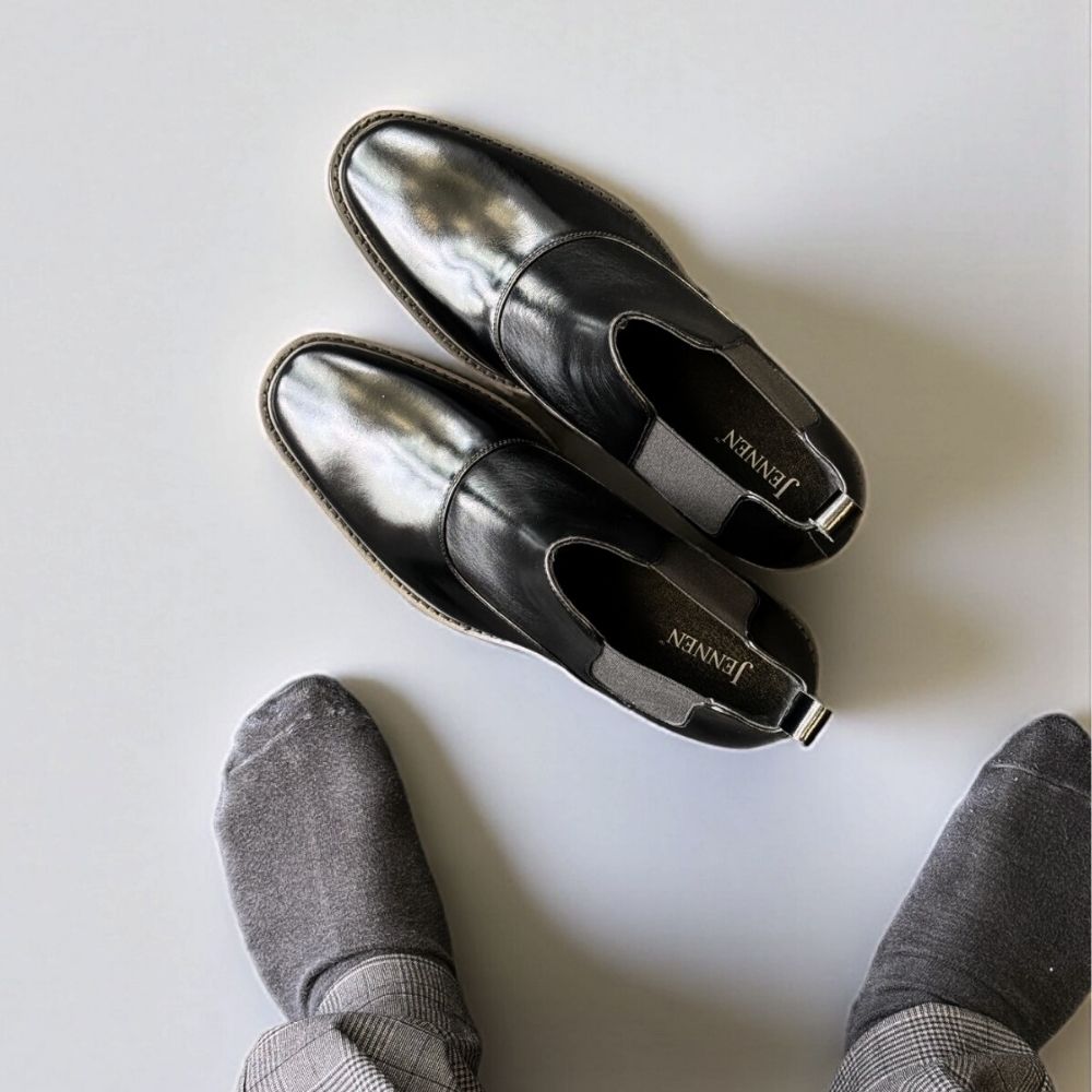 Black Slip On Boots with elevated hidden height boost